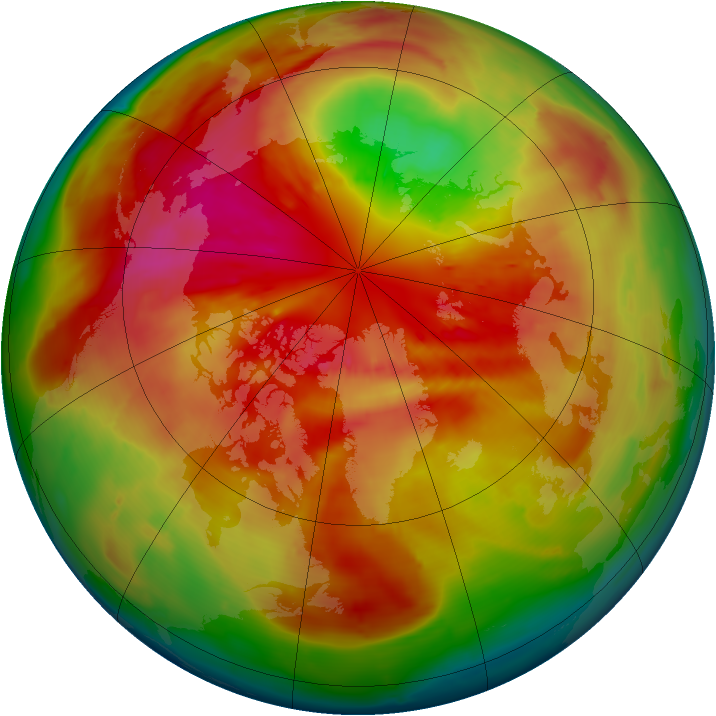 Arctic ozone map for 12 March 2010
